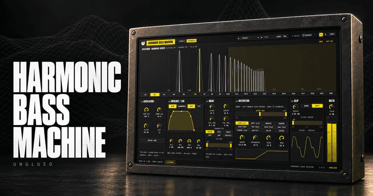 Harmonic Bass Machine photorealistic product artwork
