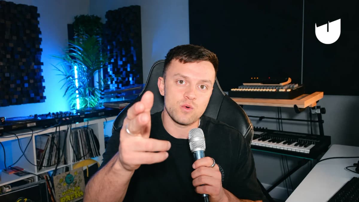 Josh speaking directly to the camera from the Unglued studio